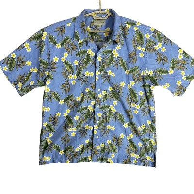 Cutter Buck Men Shirt XL Blue Green Yellow Floral Button Up Lightweight Corduroy - Image 1 of 4