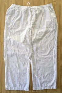 Old Navy White Linen Wide Leg Pants Size XXL Pull On Drawstring Pockets Summer - Picture 1 of 7