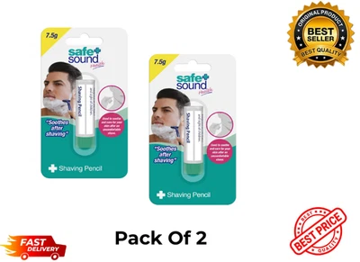 Pack 2 Safe & Sound Styptic Pencil Stops Bleeding from Shaving & Minor Cut 7.5g