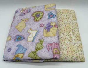 Diane Knott Clothworks Flannel Fabric Lot Of 2 BEDTIME STORIES Animals 2.5 Yds - Picture 1 of 5