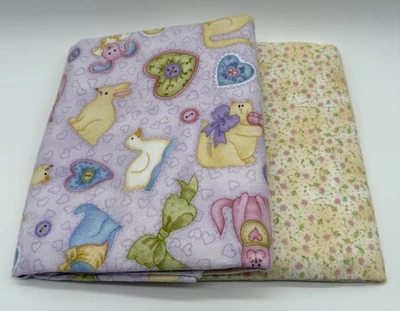 Diane Knott Clothworks Flannel Fabric Lot Of 2 BEDTIME STORIES Animals 2.5 Yds - Image 1 of 4