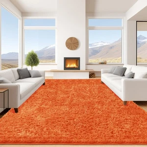 9x12 Orange Vorleger für Wohnzimmer, Großer Flauschiger Shag Teppich für Schlafzimmer Krankenschwester... - Bild 1 von 7