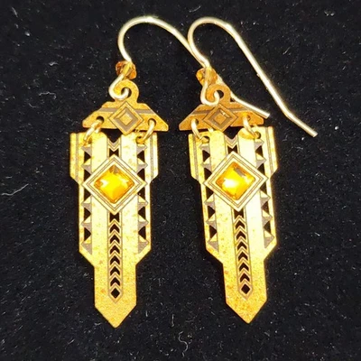 Pendientes 'Espada' Decoración Arte Metal Bisagras Latón con Forma de Diamante Adajio De Colección Foto 1 de 4