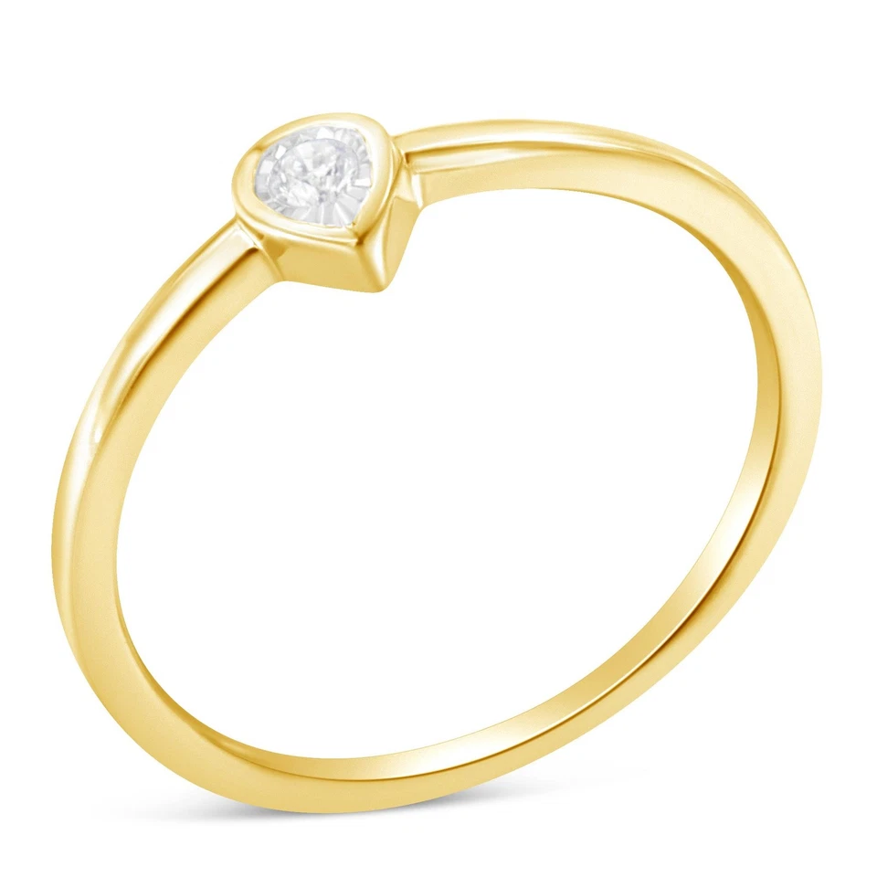 14K Yellow Gold Plated .925 Sterling Silver 1/20 Carat Diamond Fashion Ring - Image 1 of 1