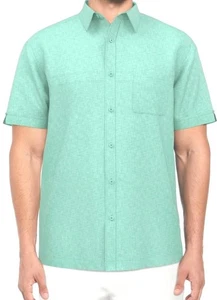 Café Luna Men's Size Small Casual Woven Short Sleeve Shirt Latigo Bay Green - Picture 1 of 7