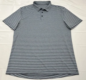 Lululemon Short Sleeve Polo Men’s M/L Shirt Active Golf Blue Striped Work - Read - Picture 1 of 7