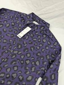 NWT Urban Outfitters Flannel Shirt Purple Gray Leopard Button Up Shirt Men Small - Picture 1 of 8