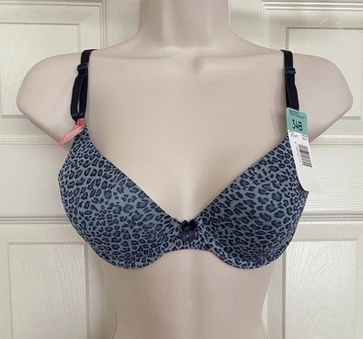 VTG Sweet Nothings MAIDENFORM Demi Bra Blue & Gray Cheetah Animal Print NWT! 34B - Image 1 of 4
