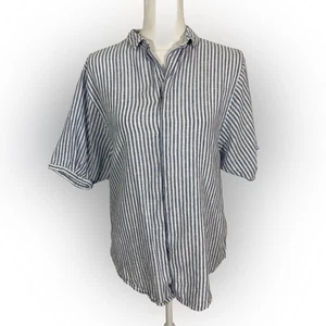 Beachlunchlounge Top XS Damen blau weiß gestreift Leinenmischung Freizeit Sommer - Bild 1 von 9