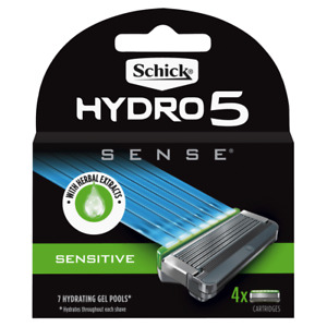 Schick Hydro 5 Sense Sensitive Refill 4 Cartridges Hydrating Gel Pools