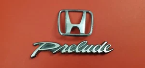 92 93 94 95 96 HONDA PRELUDE REAR TRUNK LID EMBLEM SET CHROME SILVER #A50 - Picture 1 of 6
