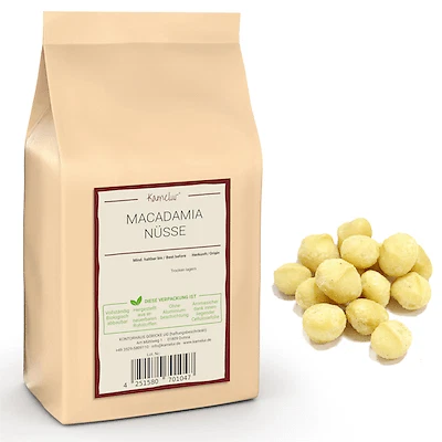 KAMELUR (32,90 EUR/kg) 1kg noci intere di macadamia, noci di macadamia crude e non salate