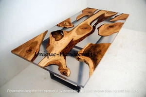 Clear Epoxy Resin Dining Table Top, Epoxy Wooden Table Top, Epoxy Living Table - Picture 1 of 4