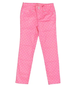 NWT GIRLS 10 PINK & WHITE POLKA DOT ANKLE LENGTH SKINNY JEANS - Picture 1 of 6