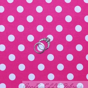 BonEful Fabric Cotton Quilt VTG Pink White Disney Polka Dot Calico Girl MI SCRAP - Picture 1 of 8
