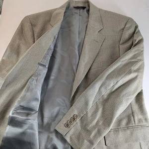 Brooks Brothers 346 Men's 41R Silk Wool Houndstooth Beige Suit Jacket Blazer - Picture 1 of 11