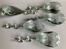 5 x Antique Style Large Blue Green Coated Glass Large Tear Drop Chandelier Drops
