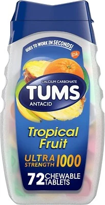 Tums Ultra Strength Antacid Assorted Tropical Fruit | 72 Chewable Tablets