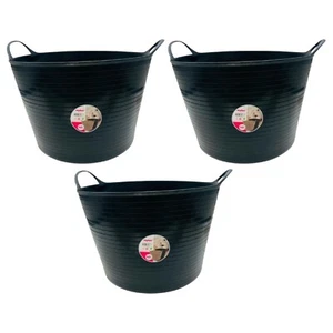 [Set di 3] Secchio Costruttore Vasca Flessibile Grande 42 Litri Stoccaggio Giardino Tufo - Nero - Foto 1 di 10