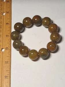 Vintage Perlen Armband Chunky Faux Achat Boho Tribal Native Braun Stretch - Bild 1 von 10