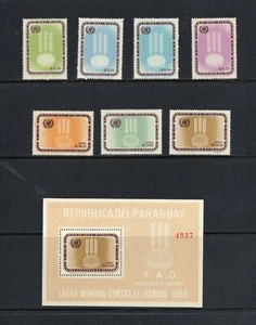 R6953 Paraguay 1963 F.A.O. Freedom from Hunger set & sheet MNH - Picture 1 of 1