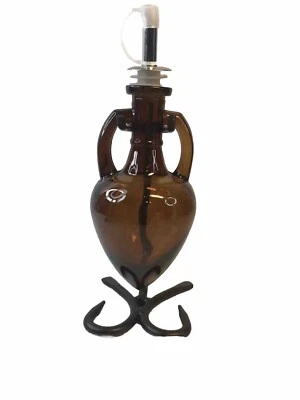 Single Hanging Oil Bottle Amber Glass Amphora Cruet Bottle or Hanging Vase 8" - Image 1 of 4
