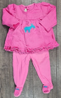 Ropa para bebé niña Le Top 9 meses 2 piezas rosa con patas de cebra conjunto Foto 1 de 4