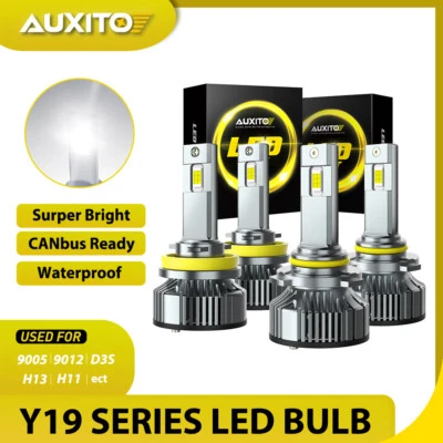 AUXITO Y19 LED Bulbs D1S D2S D3S D4S 9005 Hi/Lo Beam Headlight Canbus Error Free - Image 1 of 4