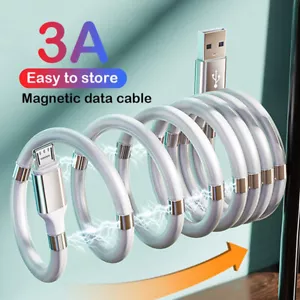 Magnetic Micro USB Cable 1M 3A Fast Charging Charger Phone Data Cable Magic Wire - Picture 1 of 5