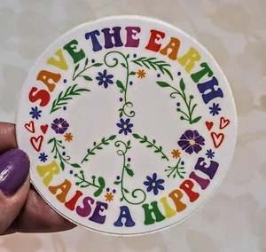 Adesivo vinile bambino hippie Peace Earth - Foto 1 di 1