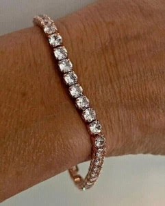 Tennis Bracelet 14K goldplated stainless steel Diamond Zirconia FashionJewellery - Picture 1 of 19