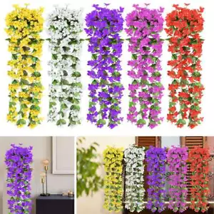 1/2x Artificial Fake Hanging Flowers Bouquet Vine Garden Decor Indoor Outdoor - Picture 1 of 16