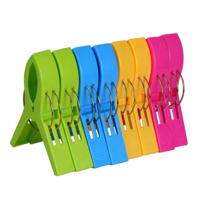 ECROCY 8 Pack Beach Towel Clips in Bright Colors Jumbo Size Thickness