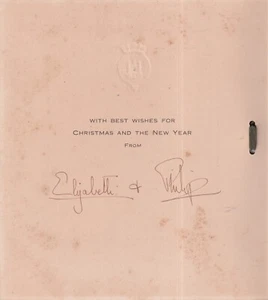 Reina Isabel y Príncipe Felipe - Tarjeta de Navidad - 2 x Original Firmado - Imagen 1 de 4