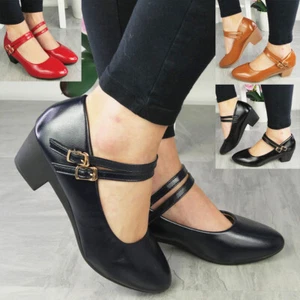 Zapatos de cancha de baile para damas Mary Jane cómodos con hebilla Dolly informales trabajo para mujeres tallas - Imagen 1 de 27