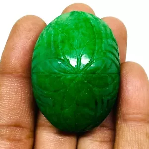 235,40 Cts Smeraldo Intagliato Naturale Splendido Verde Enorme Pendente Misura Gemma - Foto 1 di 10