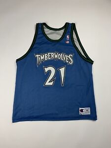 Vintage Kevin Garnett Champion Minnesota Timberwolves Reversible Jersey Size 48