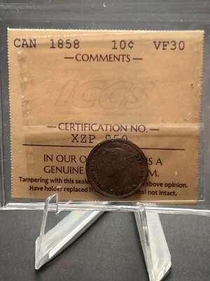 1858 Canada 10 cent  ICCS Graded VF 30 - Image 1 of 4