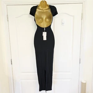 Maxi Vestido Oh Polly Sin Espalda Talla UK 6 Negro Espalda Abertura Elastizado Nuevo con etiquetas - Imagen 1 de 10