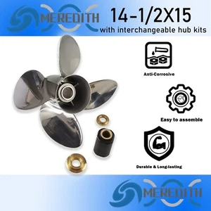 14-1/2"x15" Stainless Steel Outboard Prop for Mercury 90-300HP,15 Spline Tooth - Bild 1 von 10