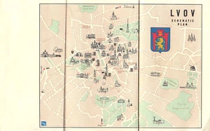 touristischer Innenstadtplan, Lvov, Lwiw, um 1980 - Bild 1 von 1