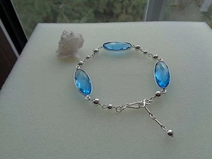 Silber Armband mit Blautopas (Hydro), kühles Blau in edler Optik - Bild 1 von 6