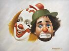 Signed Francoise Impressionist Clown Oil Painting on Canvas Sad Happy Emotions