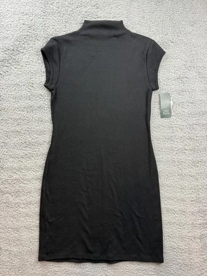 Wild Fable 连衣裙女式大号黑色模拟领短袖紧身针织 — 第 1/4 张图片