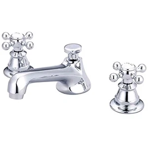 Water Creation Chrome Widespread Bathroom Faucet with Cross Handles Silver Nib - Picture 1 of 3
