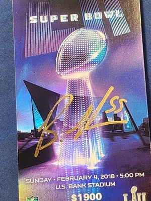 Brandon Gaham 2018 Super Bowl 52 XII Signed Ticket Stub AUTO JSA AUTHENTIC  - Image 1 of 4