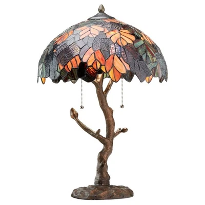 24.5"H Antique Style Tree Stained Glass Table Lamp - Image 1 of 4