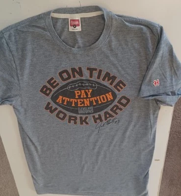 Homage Cleveland Browns Joe Thomas Medium Tee Shirt - Be On Time Work Hard - Image 1 of 4