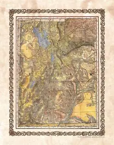 Vintage Utah Wagon Roads Historic Map Artwork Wall Art Print Vintage - Picture 1 of 1
