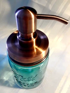 Antique COPPER Soap Pump Kit - Mason Jar Dispenser High Quality Stainless Steel - Picture 1 of 9